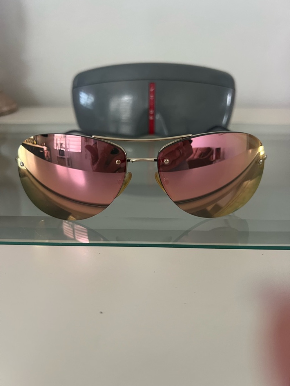 PRADA Pink Mirrored Aviator Sunglasses - Women Accessories